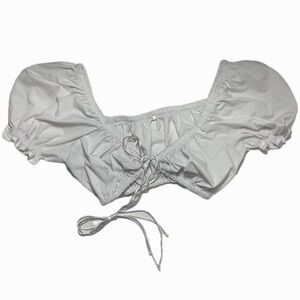 SHEIN Puff Sleeve Knot Front Crop Top